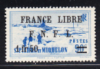 St Pierre Et Miquelon 1942 MH Scott #252 1.50fr On 90c With Log-on-ice Variety - Ongebruikt