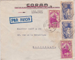 MAROC - 1941 - ENVELOPPE COMMERCIALE (CORAM) Par AVION De CASABLANCA Pour MARSEILLE - Lettres & Documents