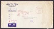 China Chine Airmail BANK OF CHINA Par Avion & Registered Recommandée Labels TSINGTAO 1974 Cover TAXE PERCUE Postage Due - Postage Due