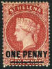 St. Helena #35 Mint Hinged 1p Surcharged Victoria From 1887 - Sint-Helena