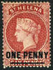 St. Helena #35 Mint Hinged 1p Surcharged Victoria From 1887 - Sainte-Hélène