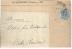 ALFONSO XIII MEDALLON 25 CTS    FRAGMENTO FAJA DE PRENSA A ALEMANIA MAT MADRID - Storia Postale