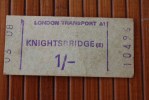 TICKET BILLET  DE TRAIN  CHEMIN DE FER LONDON TRANSPORT POUR KNGHTSBRIDGE(E)  ANNEE 08 LONDRES - Europa