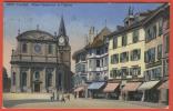 J008, Yverdon , Place Pestalozzi Et Eglise , 8827 , Circulée  1923 - Yverdon-les-Bains 