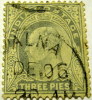 India 1902 King Edward VII 3 Pies - Used - Sonstige & Ohne Zuordnung