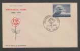 India 1964  ROSE CACHET  J.L. NEHRU  FDC # 28712 Indien Inde - Roses