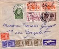 SENEGAL-TAXE GERBE 20F BANDE DE 3 + 1 F X2 +10F LETTRE DE DAKAR SENEGAL 12-2-1950 BEL AFFRANCHISSEMENT. - 1859-1959 Brieven & Documenten