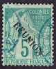 Réunion Obl. N°  20 - Type Alphée Dubois 5 Cts Vert Oblitération Bleu - Used Stamps