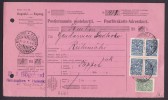 Finland Adresskort Packet Freight Bill Card HELSINKI 1915 To RIIHIMAÄKI Russian Type Stamps Ex. 4-Block (2 Scans) - Cartas & Documentos