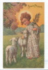 PÂQUES - ENFANTS - Jolie Carte Fantaisie Enfant Et Moutons "BUONA PASQUA" écrite En 1934 - Pascua