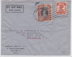 INDIA - 1948 - ENVELOPPE COMMERCIALE Par AVION De CALCUTTA Pour NEW-YORK (USA) - - 1936-47 Koning George VI