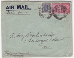 INDIA - 1937 - ENVELOPPE De CALCUTTA Pour PARIS Par POSTE AERIENNE (AIR MAIL) - 1911-35  George V