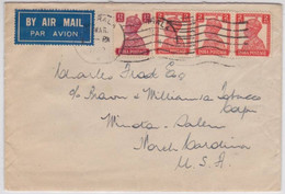 INDIA - 1950 - AFFRANCHISSEMENT TARDIF GEORGE VI Sur ENVELOPPE Par AVION Pour Les USA - Storia Postale