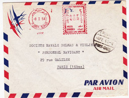 EGYPTE - 1954 - ENVELOPPE Par AVION Avec EMA De PORT SAÏD POSTE à BORD Du M/T ILIADE - CACHET De PAQUEBOT - Storia Postale