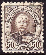Luxembourg 1891 Grossherzog Adolf  50 Centimes Dunkelbraun Zähnung 11 Michel 63 C - 1891 Adolphe De Face