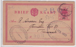 AFRIQUE DU SUD - 1902 - GUERRE DES BOERS - RARE CARTE POSTALE ENTIER Avec CENSURE Pour Le TRANSVAAL - Stato Libero Dell'Orange (1868-1909)