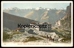 ALTE POSTKARTE GEMMI HOTEL WILDSTRUBEL MIT DEN ALPEN Pferd Esel ? Donkey Horse Leukerbad Kandersteg Ansichtskarte - Steg