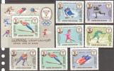 South Arabia Kathiri St. Of Seiyun Winter Olympic Games Grenoble 1968 Set Of 8 + Block MNH - Winter 1968: Grenoble