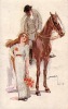 ILLUSTRATEUR USABAL COUPLE HOMME FEMME CHEVAL ** ARTIST SIGNED HORSE LADY COUPLE MALE - Usabal