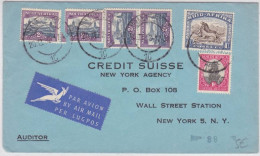 AFRIQUE Du SUD - 1952 - ENVELOPPE COMMERCIALE Par AVION De JOHANNESBURG Pour NEW YORK (USA) - CREDIT SUISSE - Cartas