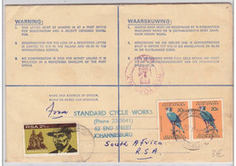 AFRIQUE Du SUD - 1969 - ENVELOPPE Par AVION RECOMMANDEE De JOHANNESBURG Pour NEW YORK (USA) - Storia Postale