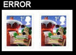 GREAT BRITAIN 2010 Christmas 1st Cartoon Post Pillar PAIR. ERROR:Intact Matrix - Abarten & Kuriositäten