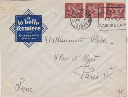 LOIRET - 1948 - ENVELOPPE PUBLICITAIRE DECOREE (LA BELLE FERMIERE) De ORLEANS  - IRIS - 1939-44 Iris