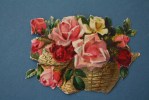 CHROMO CACAO  CHOCOLAT PAYRAUD  LYON  -CORBEILLE   FLEURS  ROSES   SUPERBE !!  -CHROMO ET IMAGES DECOUPIS - Flowers