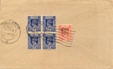 Burma Now Myanmar 1947 Cover From Wakema To India Franked With 4 X 1 + 1 1/2 Anna Overprinted "Interim Government" - Burma (...-1947)