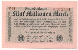 Inflation - 1923 - 5 Miljoen Mark