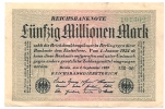 Inflation - 1923 - 50 Miljoen Mark