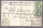 INDIA POSTAL HISTORY  INDIA 1913 REG UPRATED COVER WITH KE7 STAMPS TO UK - 1902-11 Roi Edouard VII