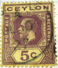 Ceylon 1912 King George V 5c - Used - Ceylan (...-1947)