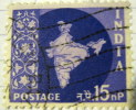 India 1958 Map Of India 15np - Used - Ongebruikt