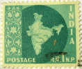 India 1958 Map Of India 1np - Used - Ongebruikt