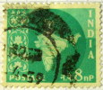 India 1958 Map Of India 8np - Used - Gebraucht