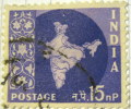 India 1958 Map Of India 20np - Used - Gebraucht
