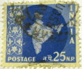 India 1958 Map Of India 25np - Used - Used Stamps
