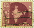 India 1958 Map Of India 75np - Used - Oblitérés