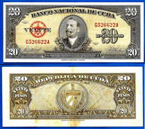 Cuba 20 Pesos 1958 Antonio Maceo Peso Centavos - Cuba