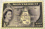 Montserrat 1953 Map Of The Colony 0.5c - Mint - Montserrat