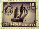 Singapore Malaya 1955 Timber Tongkong 10c  - Used - Singapur (...-1959)