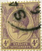 Straits Settlements 1912 King George V 4c - Used - Straits Settlements