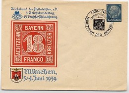 DR PU128/C4-01 Privat-Umschlag  PHILATELISTENTAG MÜNCHEN Sost.1939  Kat.8,00 € - Privat-Ganzsachen