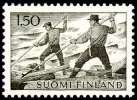 FINLAND/Finnland, M-63 Definitive Landscapes Mk 1,50 Lumbermen HaP Lm2** Dull Gum (PVA) - Neufs