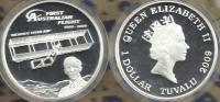 TUVALU $1 AIRPLANE 100 YEARS 1ST FLIGHT FRONT QEII BACK 2009 SILVER PROOF READ DESCRIPTION CAREFULLY !!! - Tuvalu