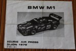 SPORT AUTOMOBILE PAPIER  PUBLICITE SUR LA VOITURE BMW M1 ECURIE AIR PRESS DIJON 1979 - Automobile - F1