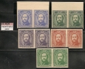 PARAGUAY -  1947 VARIETY  IMPERFORATE PAIRS Marechal FRANCISCO SOLANO LOPEZ Complete Set-SG 652/6- Yvert # 464/8 MINT LH - Fehldrucke