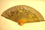 EVENTAIL / DECOR FLEURS PEINT SUR BOIS + TISSUS / 32 BRINS  / PARFAIT - Fans