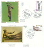 France:1974:Timbre 1789/90:FDC SOIE:EUROPA.Sculptures.Pa Rfait état.2 Enveloppes. - 1974